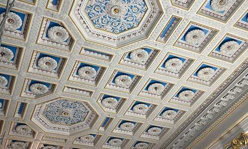 Gilded coffered ceiling restored through interdisciplinary craft